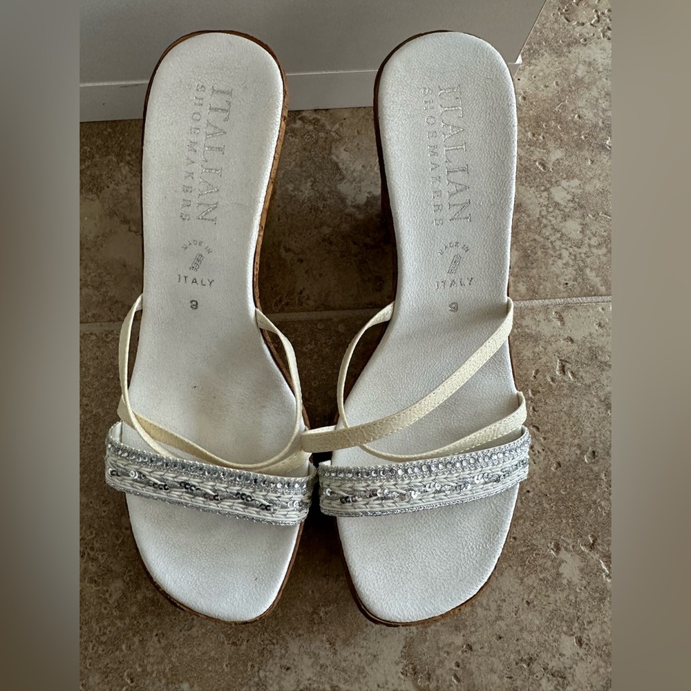 Italian Shoemakers Ivory Beaded Slide Sandals - Picture 2 of 7